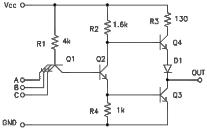 3-input TTL Nand gate schematic